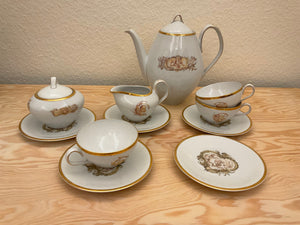 "Engelsgleich" Vintage Kaffee-Set mit Gold und Engelsdruck